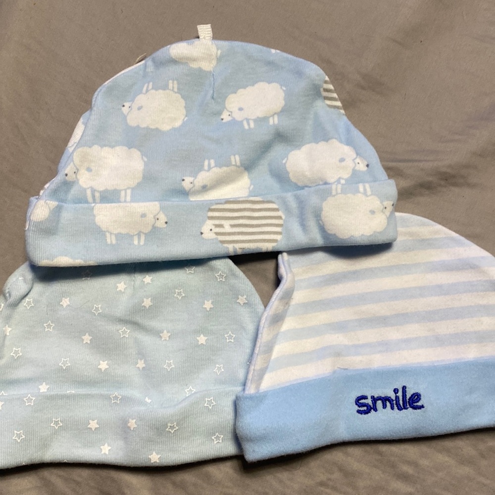 3 Newborn beanies. Never worn